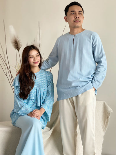 WIDURI Ruffled Kurung Set in Sky