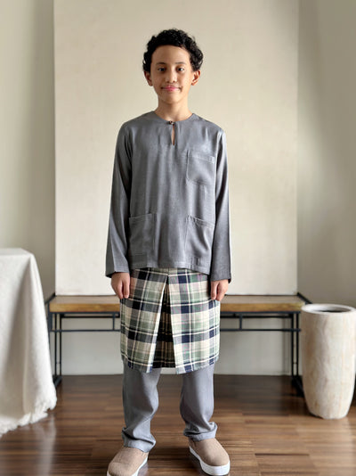 NUH Teluk Belanga Baju Melayu Set in Pewter