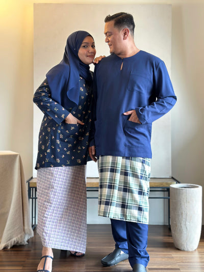 BIDARA Kurung Set in Navy-lilac
