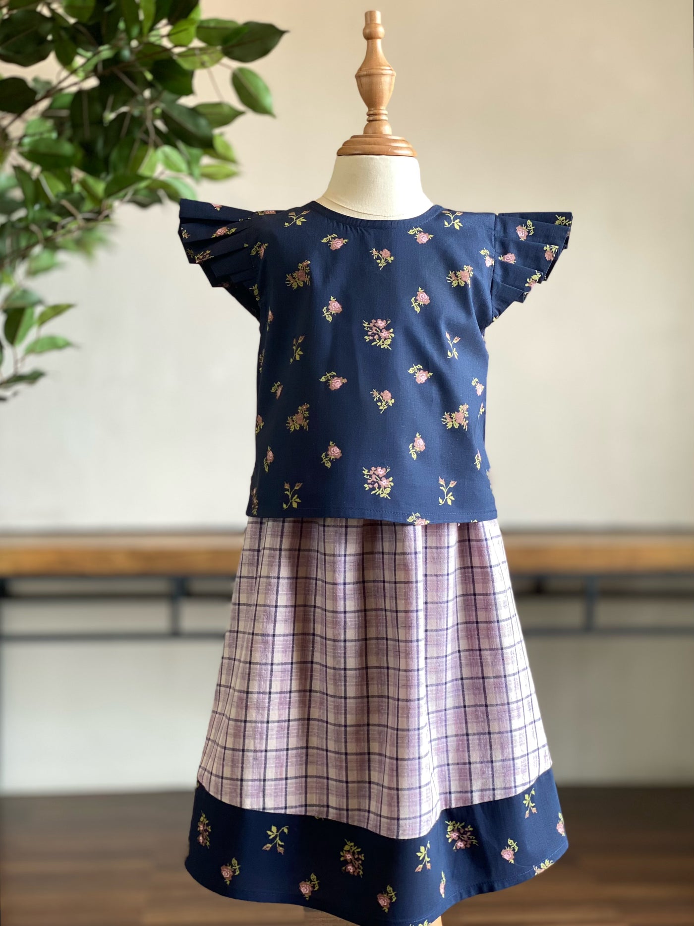 MANIS Baby's Mini Kurung Set in Navy-lilac