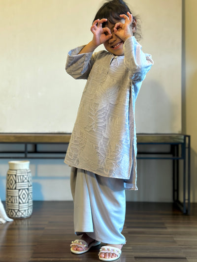 KASTURI Long Kurung Set in Grey