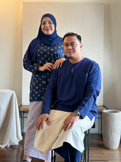 MALIK Teluk Belanga Baju Melayu Set in Navy