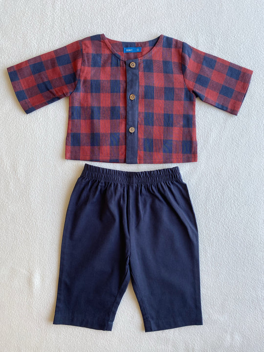 TULUS Unisex Kurta Set in Checks
