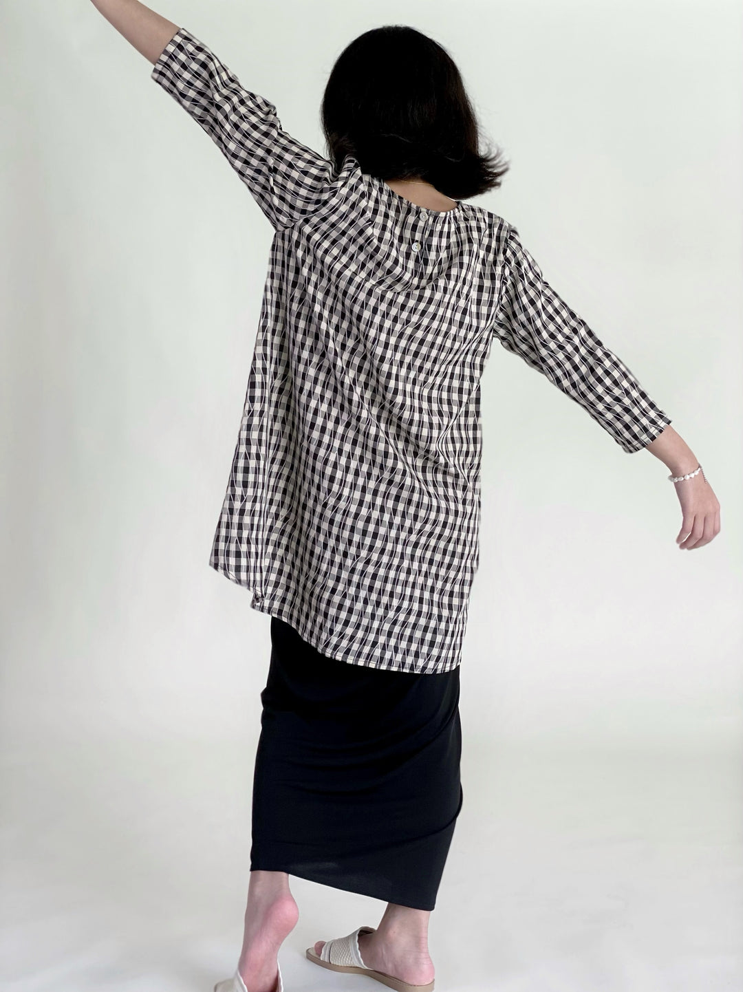 SUKMA Long Kurung Set in Black Gingham