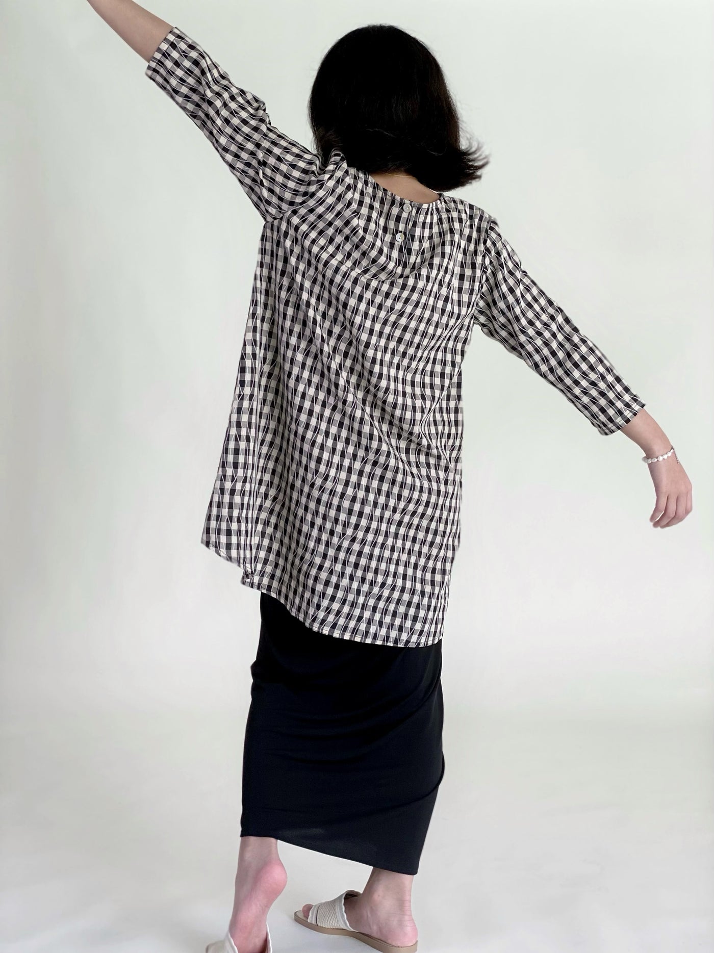 SUKMA Long Kurung Set in Black Gingham