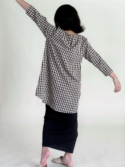 SUKMA Long Kurung Set in Black Gingham