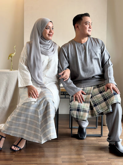 MALIK Teluk Belanga Baju Melayu Set in Pewter