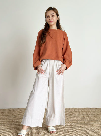 AKASIA Linen Blouse in Cinnamon