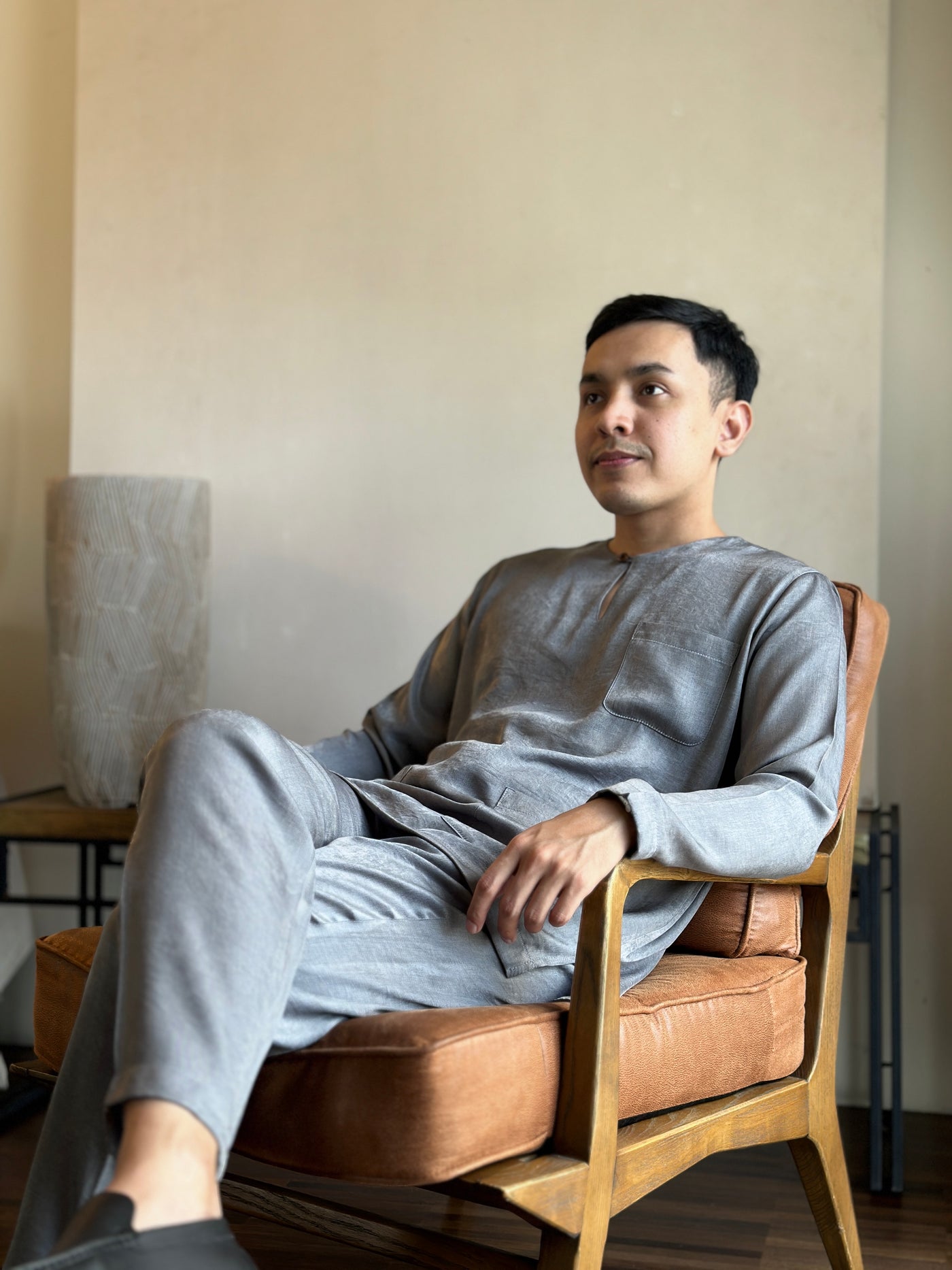MALIK Teluk Belanga Baju Melayu Set in Pewter