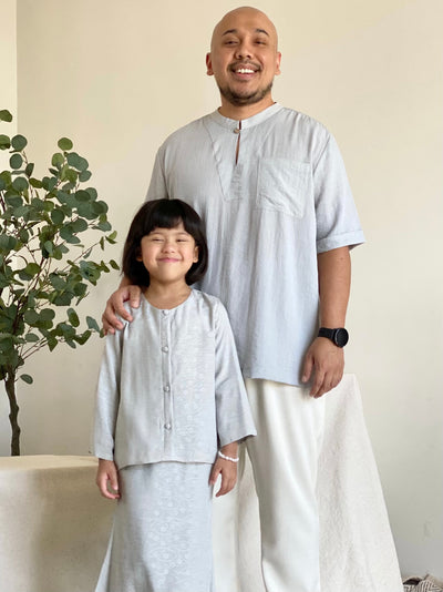 PUTRI Flare Modern Kurung Set in Grey
