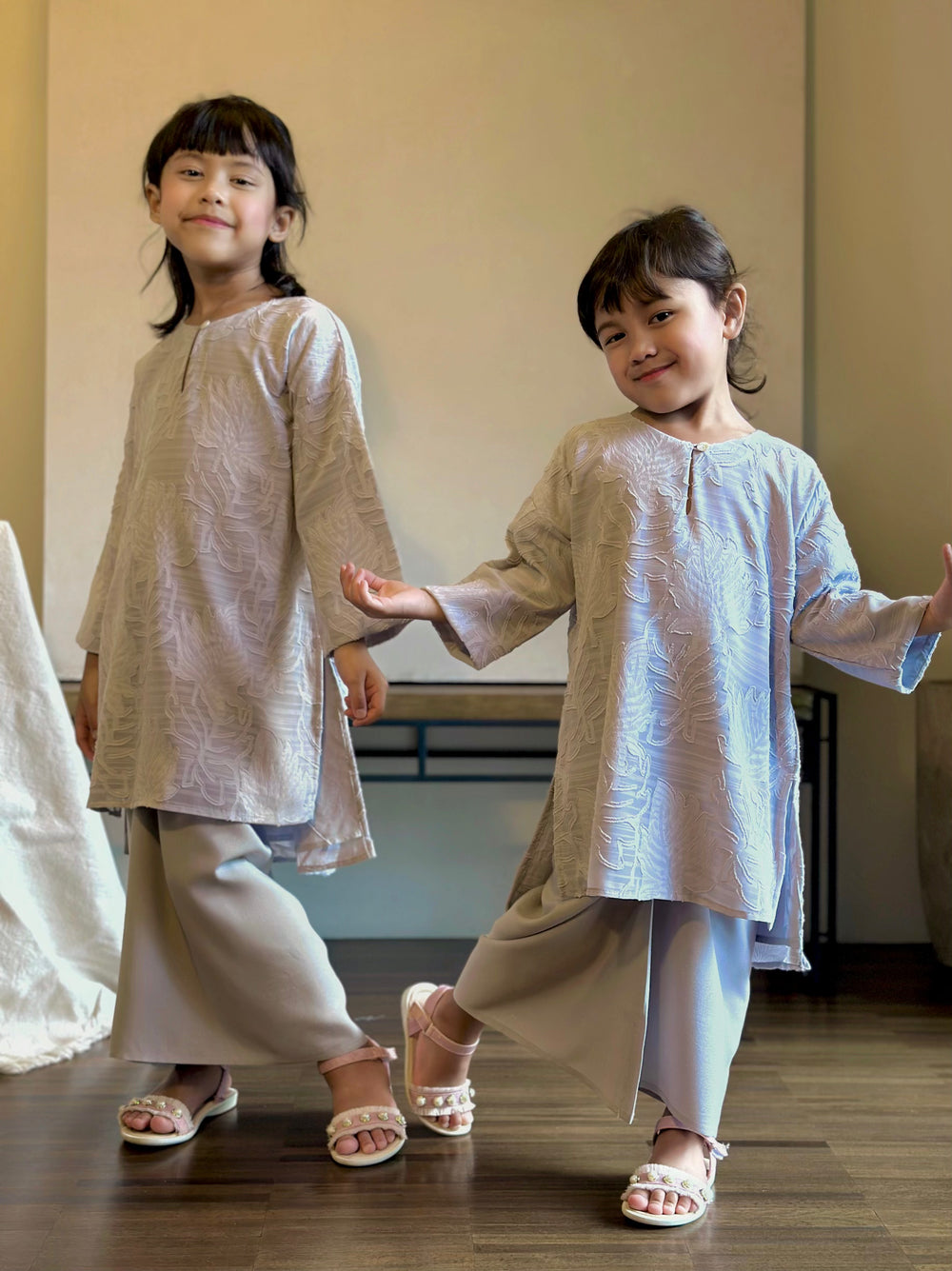 KASTURI Long Kurung Set in Grey