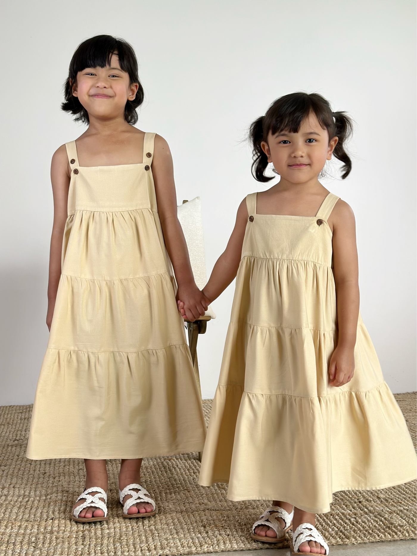 SUMMER Overall Flounce Dress in Parmesan