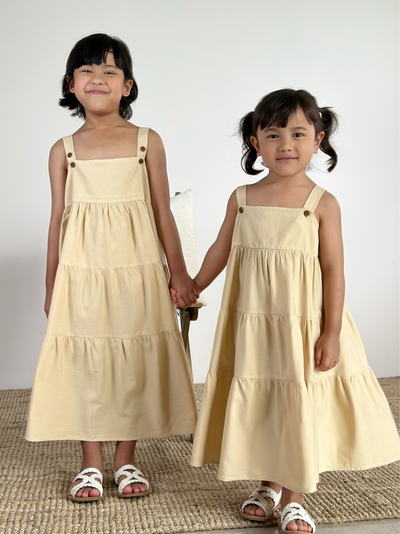 SUMMER Overall Flounce Dress in Parmesan