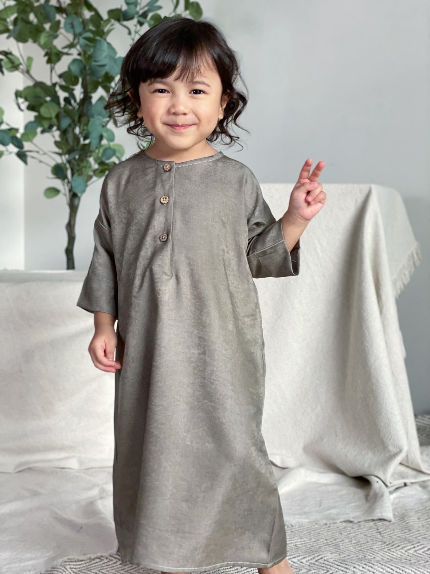 MALIQA Baby's Jubah in Mud Green