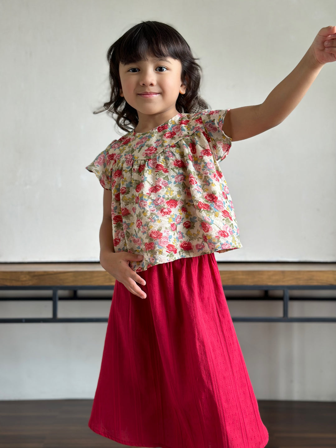KEKWA Baby's Mini Kurung Set in Red Rose