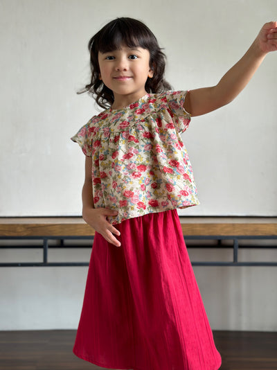 KEKWA Baby's Mini Kurung Set in Red Rose