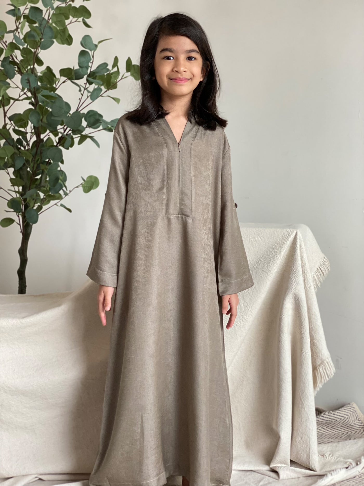 MAYRA Flare Abaya in Mud Green
