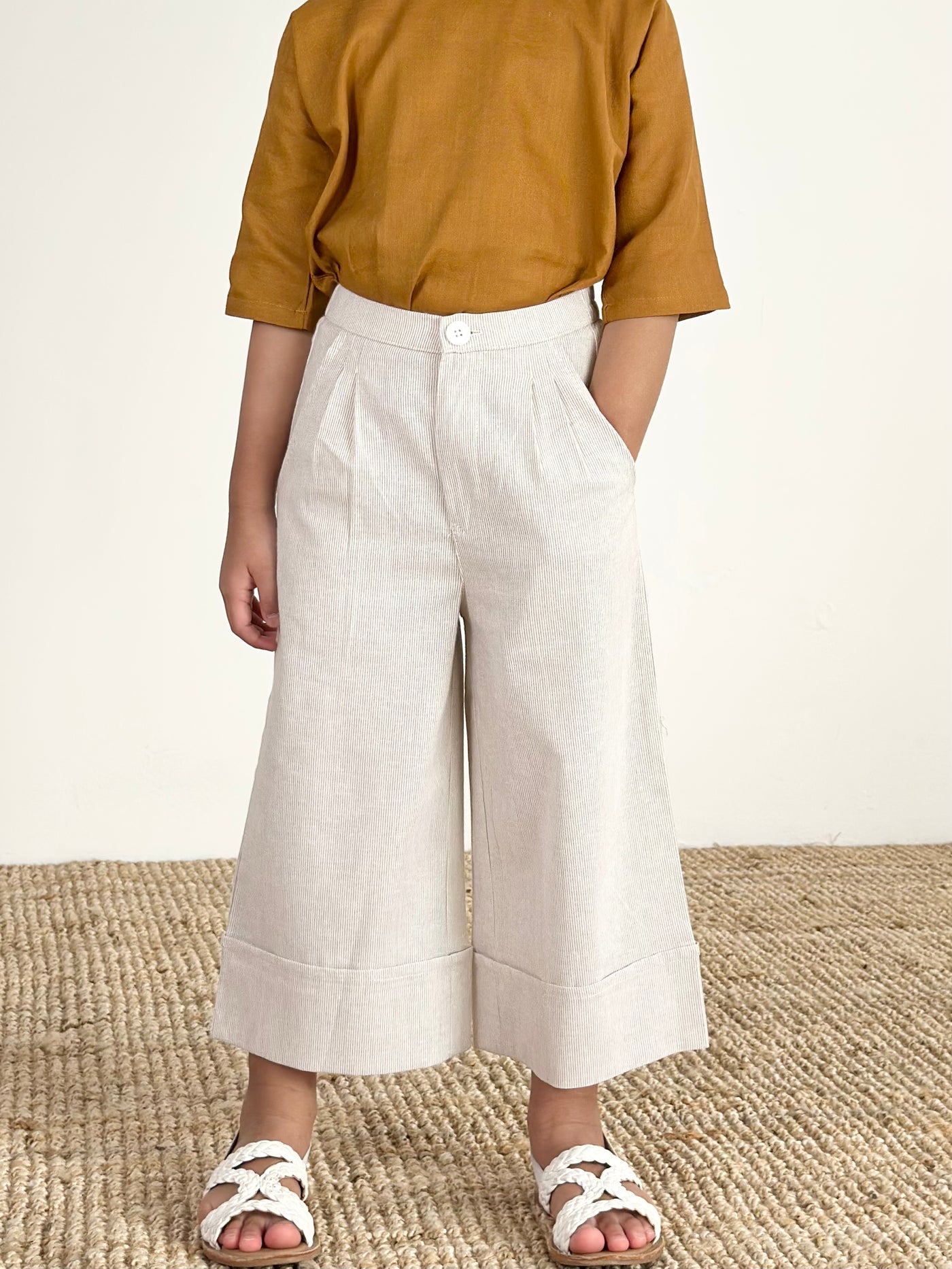JADE Cotton Palazzo Pants in Oatmeal