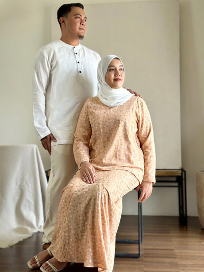 KANDIS Modern Kurung Set in Peach Floral