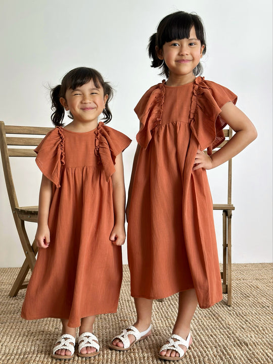 FRIDA Frill Dress in Cinnamon