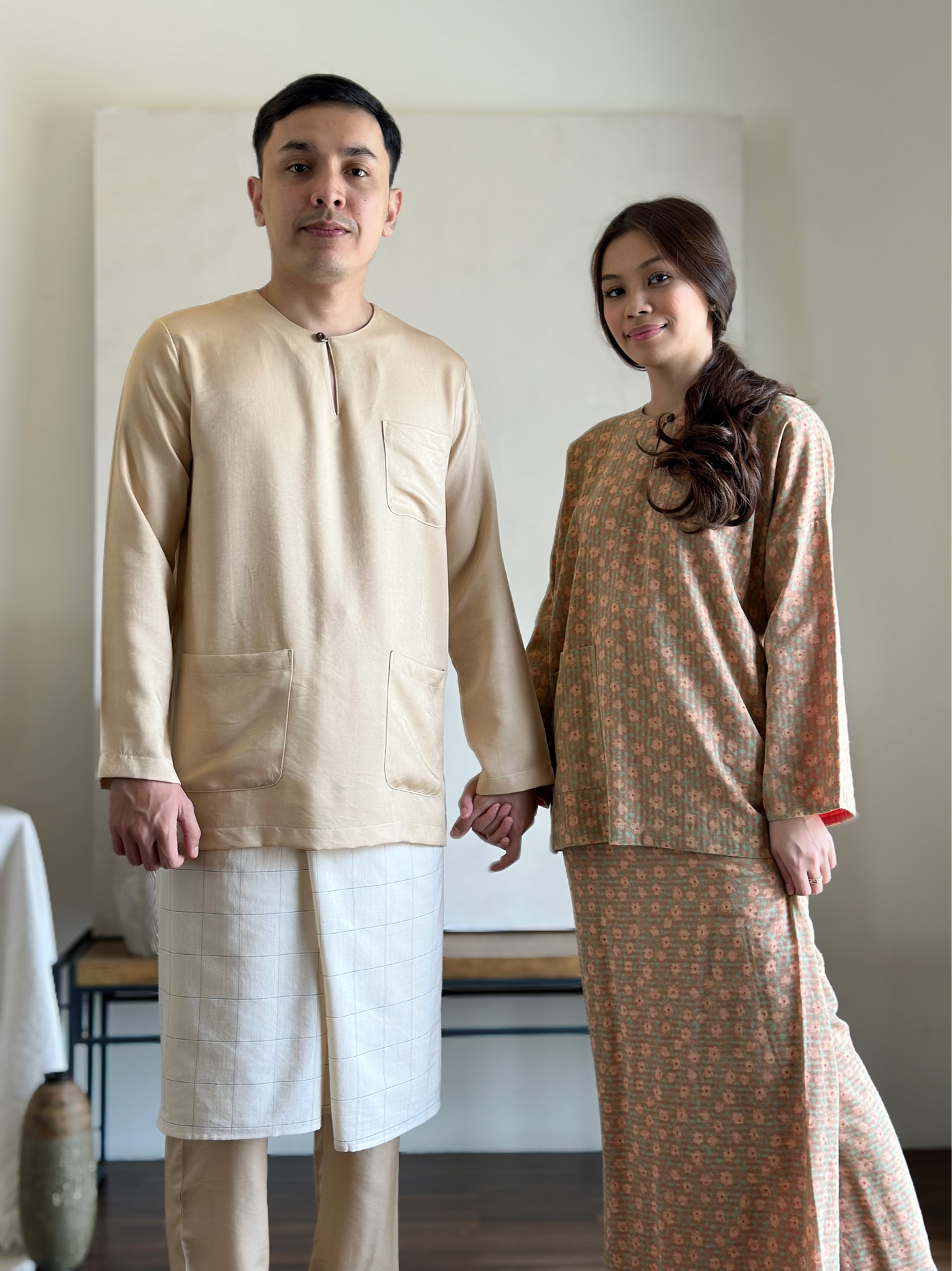MALIK Teluk Belanga Baju Melayu Set in Buttermilk