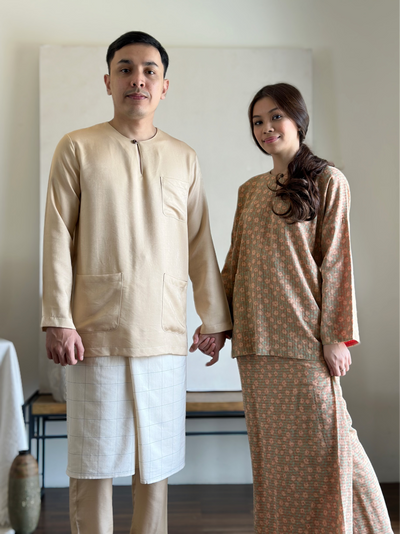 MALIK Teluk Belanga Baju Melayu Set in Buttermilk