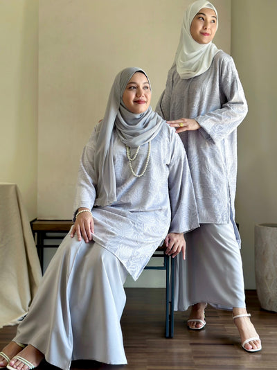 TANJUNG Long Kurung Set in Grey