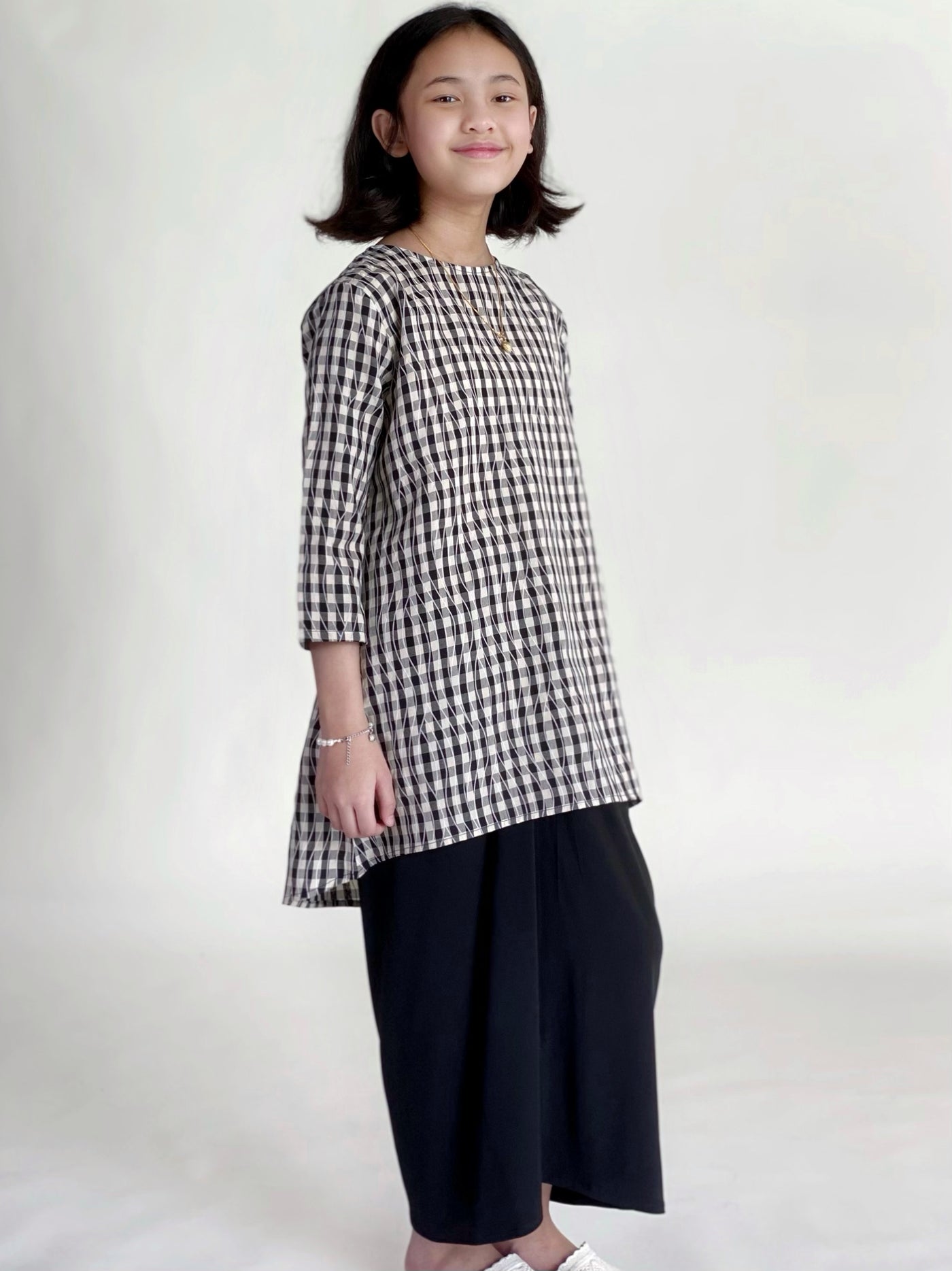 SUKMA Long Kurung Set in Black Gingham