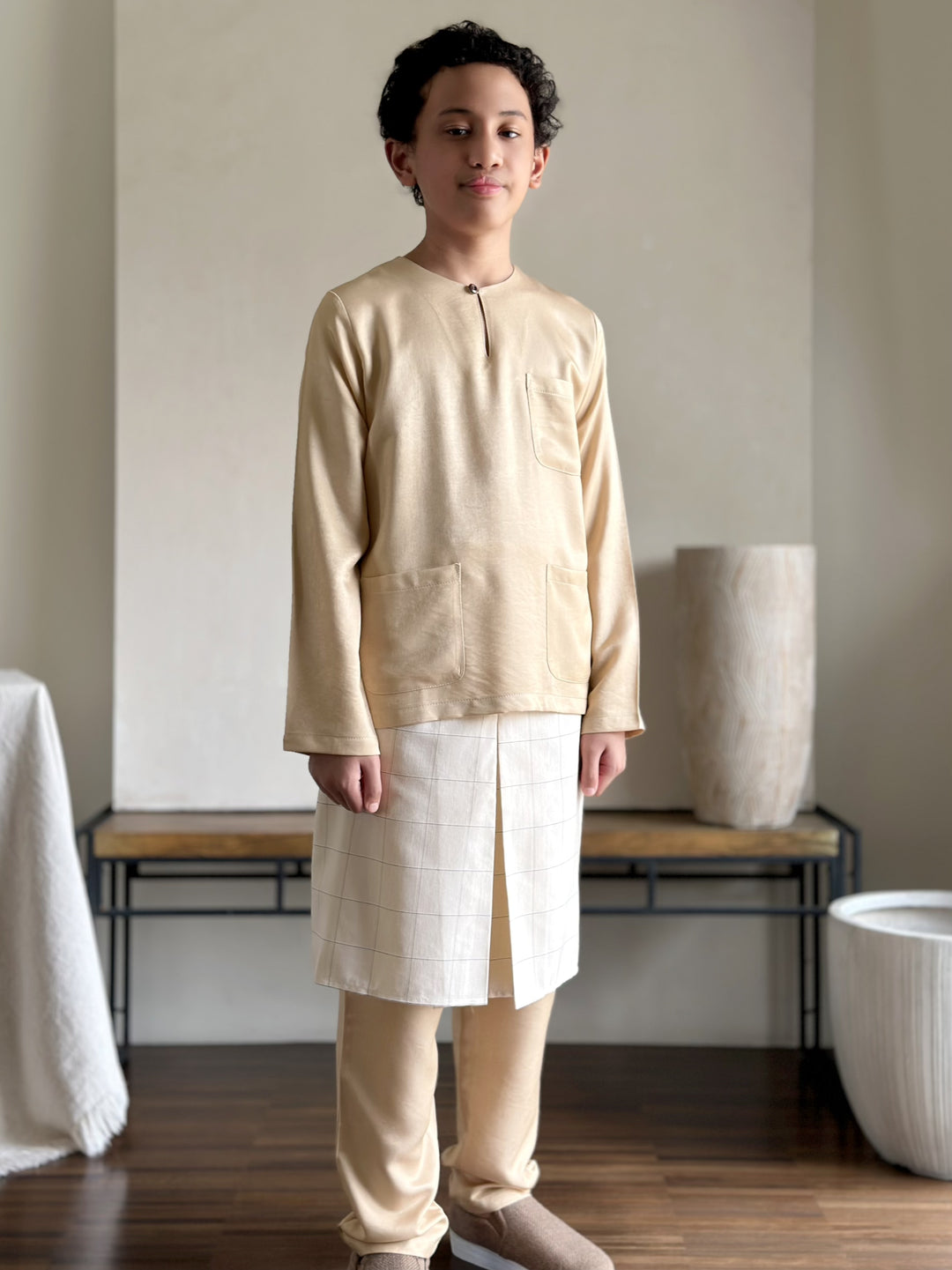 NUH Teluk Belanga Baju Melayu Set in Buttermilk