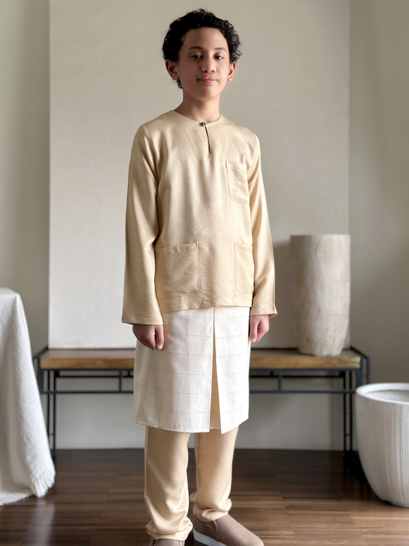 NUH Teluk Belanga Baju Melayu Set in Buttermilk