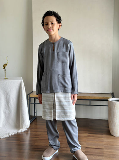 NUH Teluk Belanga Baju Melayu Set in Pewter