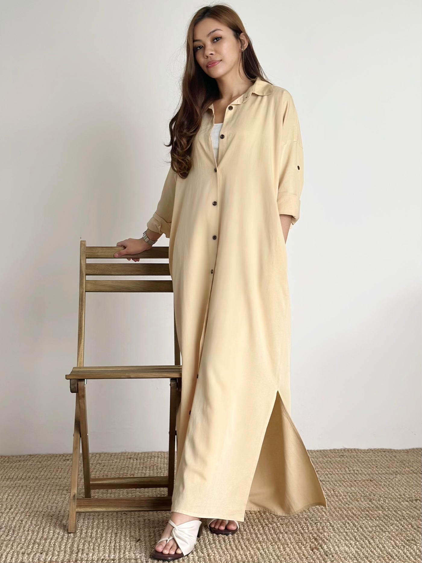 ASTER Shirt Dress in Parmesan