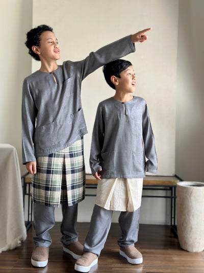 NUH Teluk Belanga Baju Melayu Set in Pewter