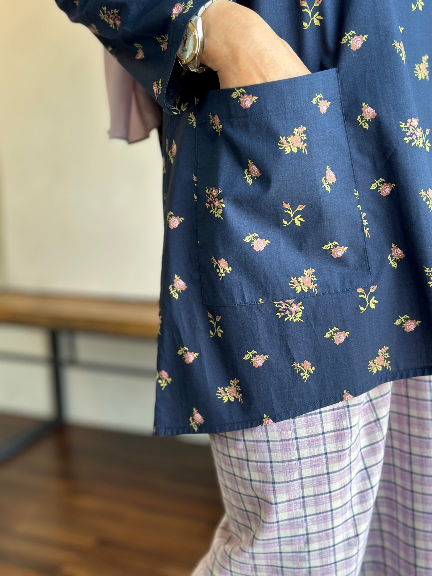 BIDARA Kurung Set in Navy-lilac