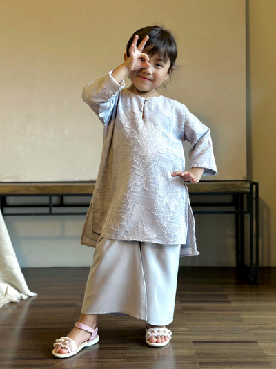 KASTURI Long Kurung Set in Grey