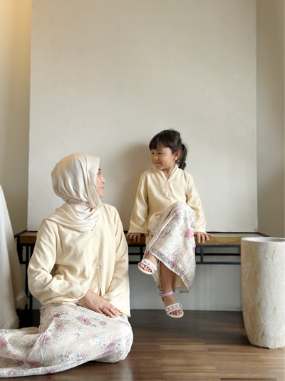 LILY Modern Mini Kebaya Set in Vanilla Rose