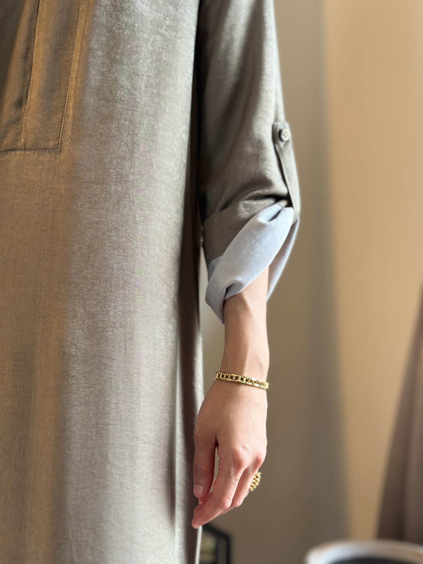 MARYAM Flare Abaya in Mud Green