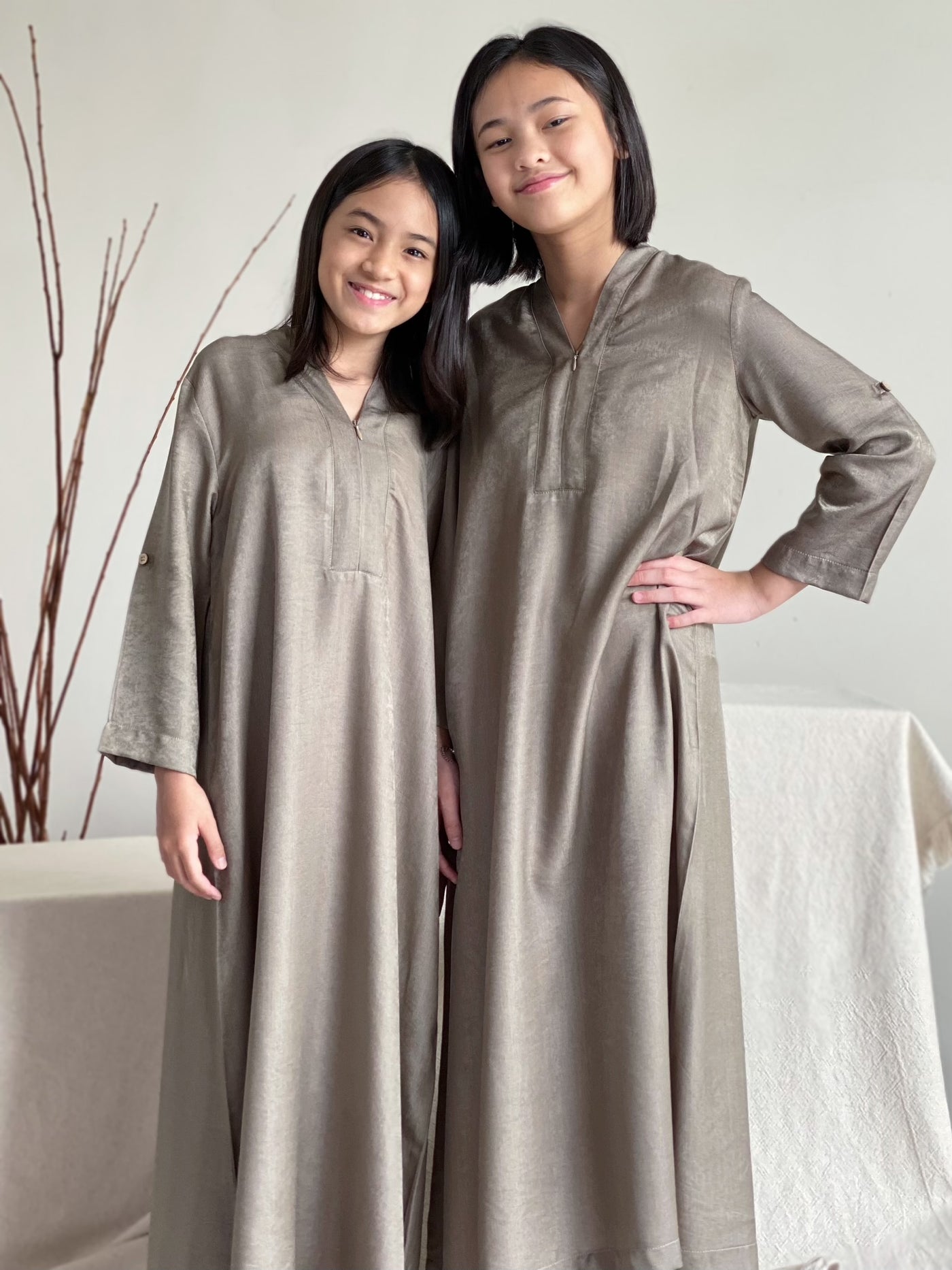 MAYRA Flare Abaya in Mud Green