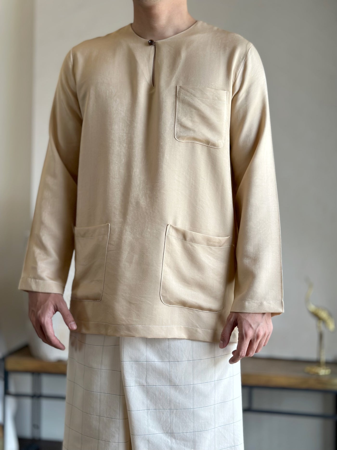 MALIK Teluk Belanga Baju Melayu Set in Buttermilk