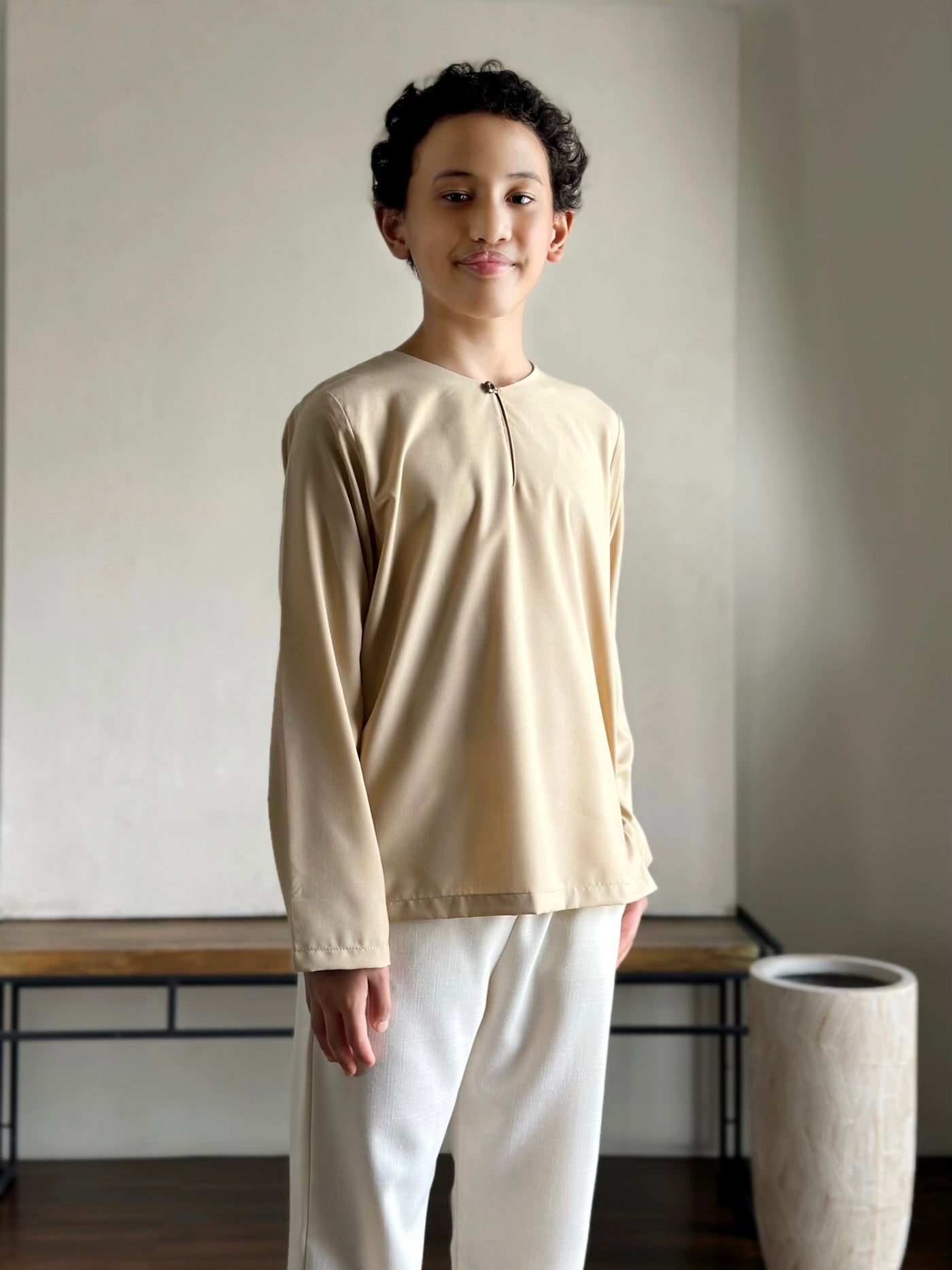 DAMAI Teluk Belanga Kurta in Tan
