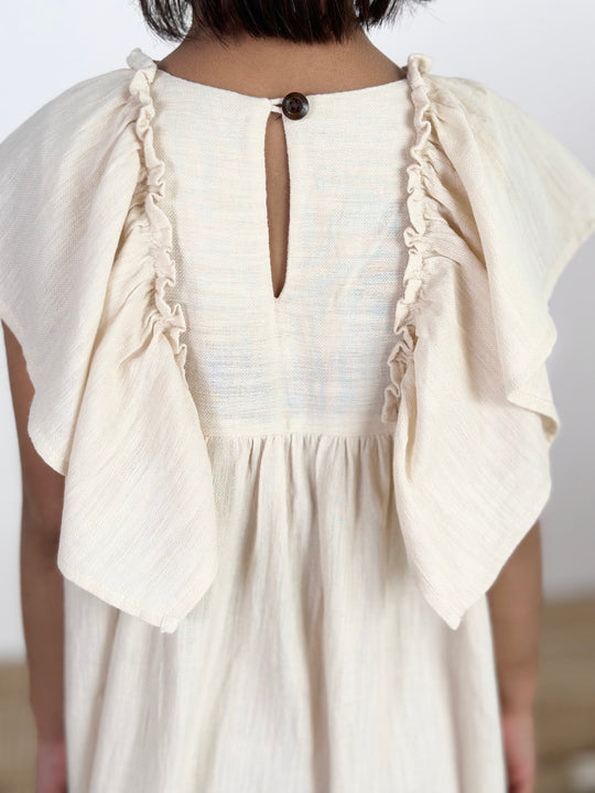 FRIDA Frill Dress in Vanilla