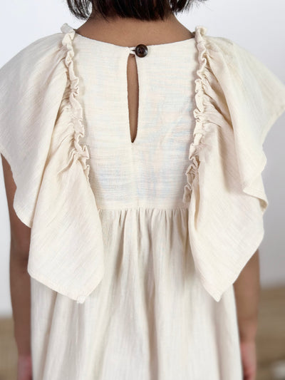 FRIDA Frill Dress in Vanilla