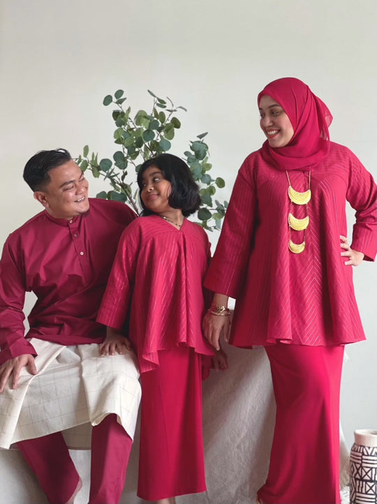 ARJUNA Baju Melayu Cekak Musang Set in Ruby