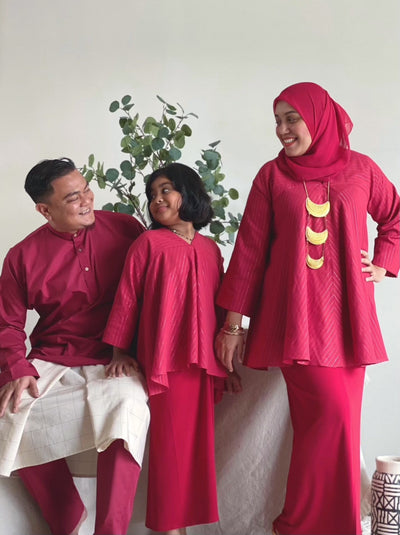 ARJUNA Baju Melayu Cekak Musang Set in Ruby
