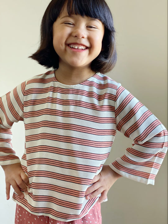AISYA Striped Blouse in Dusty Pink (Top Only)