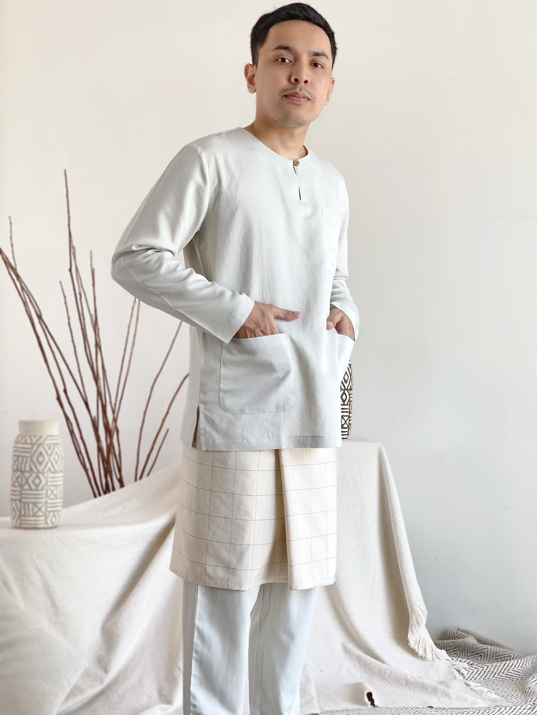 MALIK Teluk Belanga Baju Melayu Set in Honeydew
