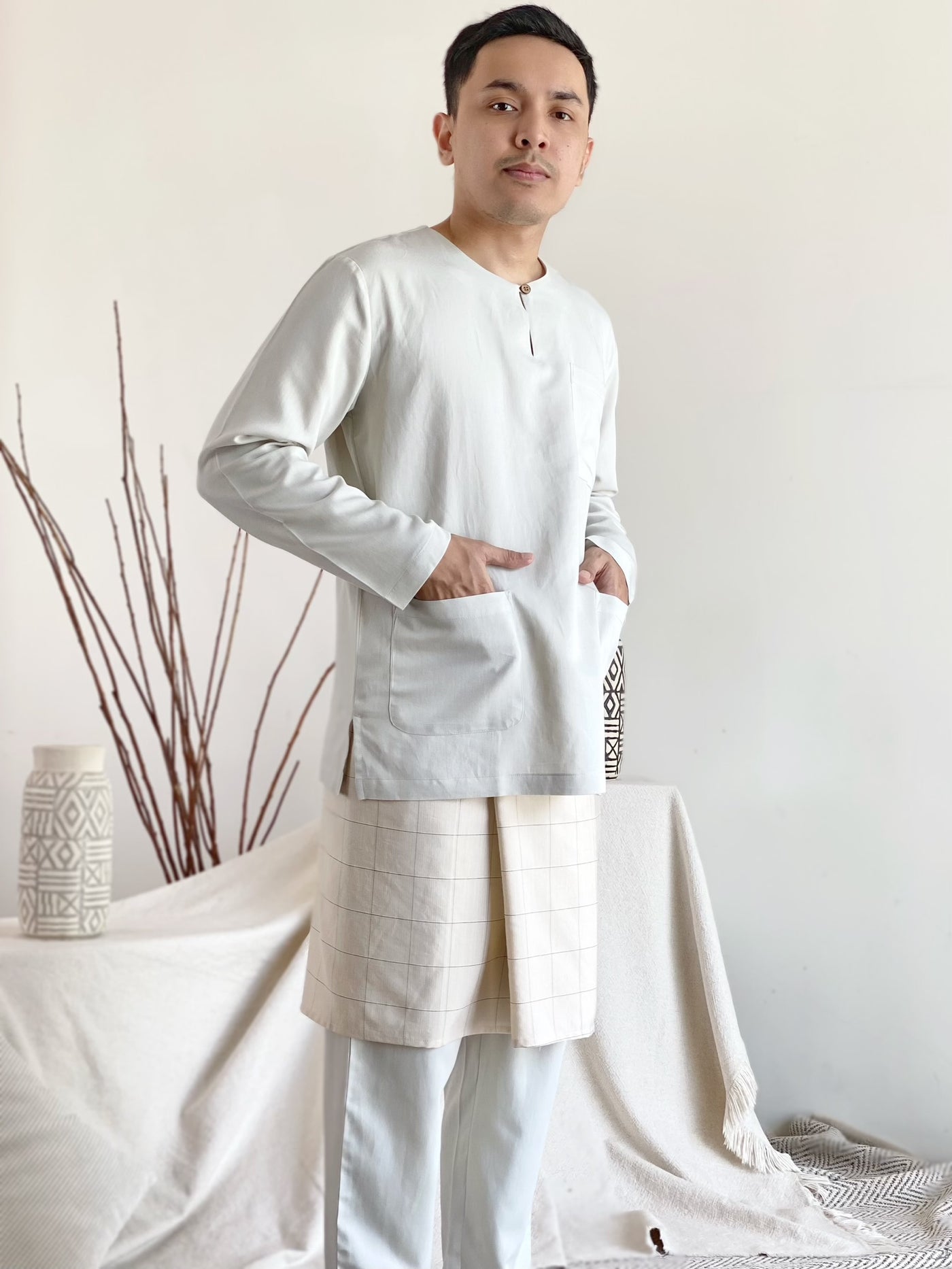 MALIK Teluk Belanga Baju Melayu Set in Honeydew