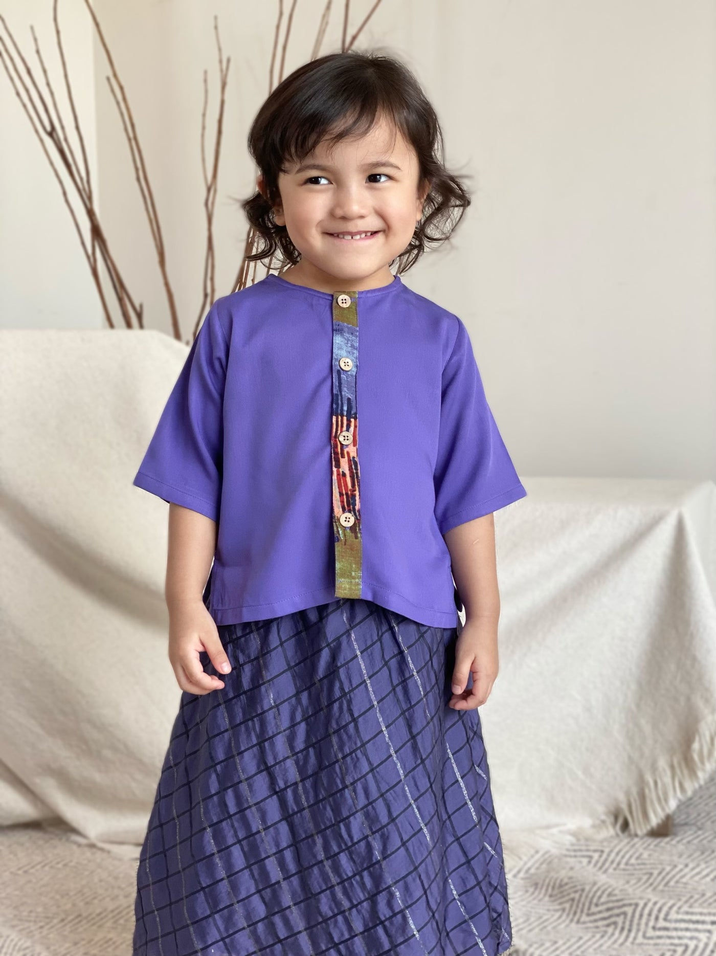 TARI Baby's Blouse with Flared Skirt Set in Purple