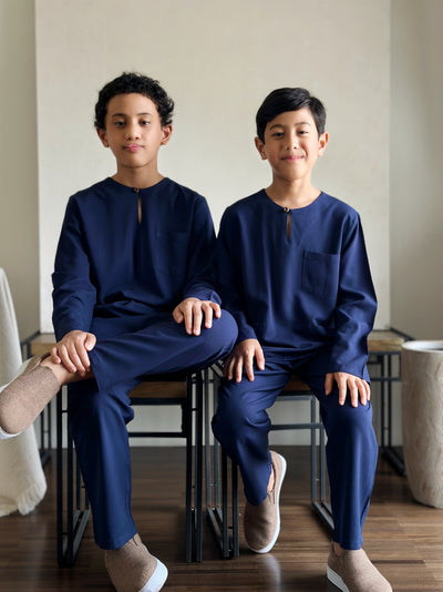 NUH Teluk Belanga Baju Melayu Set in Navy