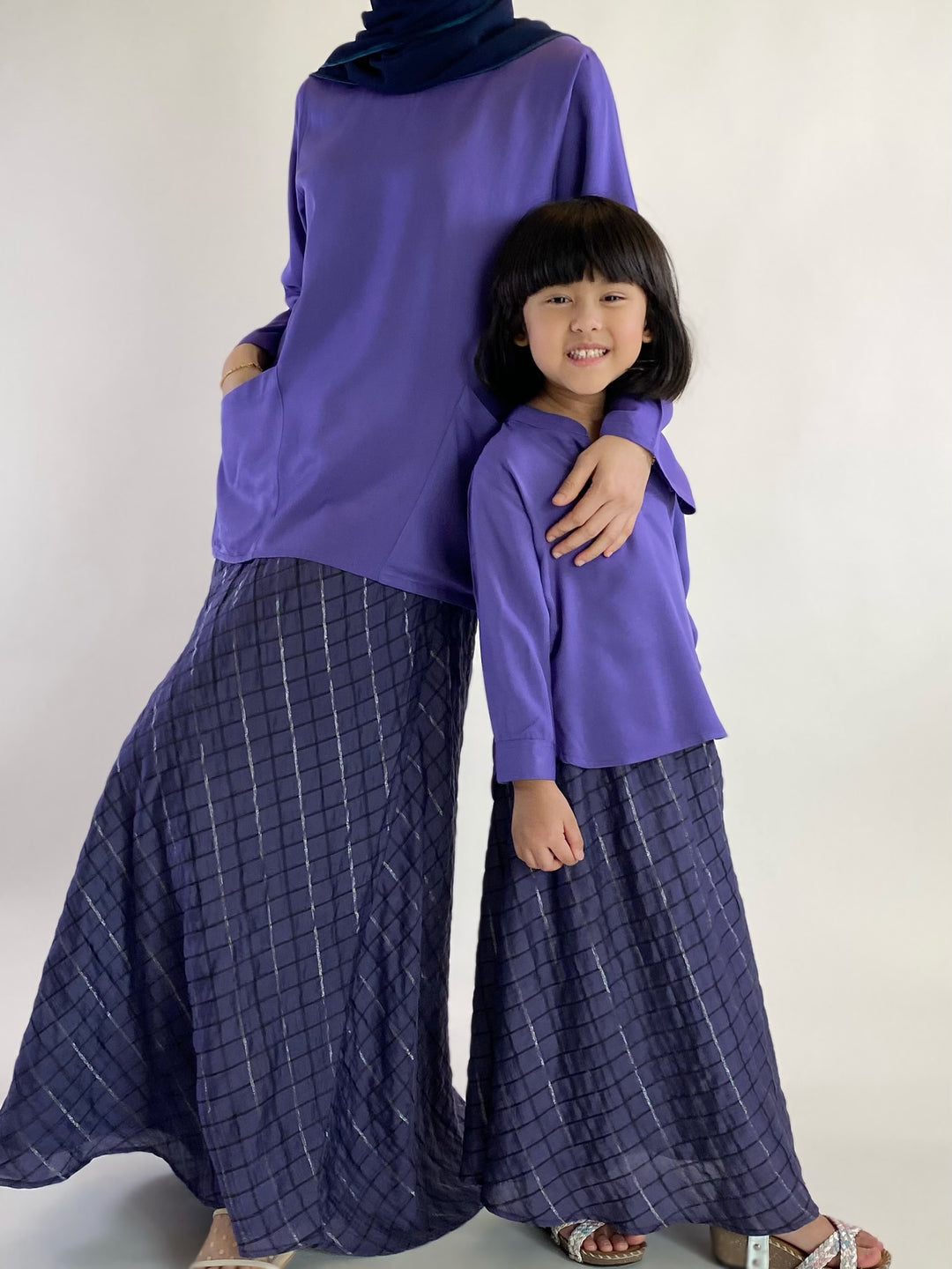 JELITA Pocket Blouse with Flared Skirt Set in Purple